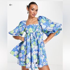 Asos edition puff sleve empire mini dress